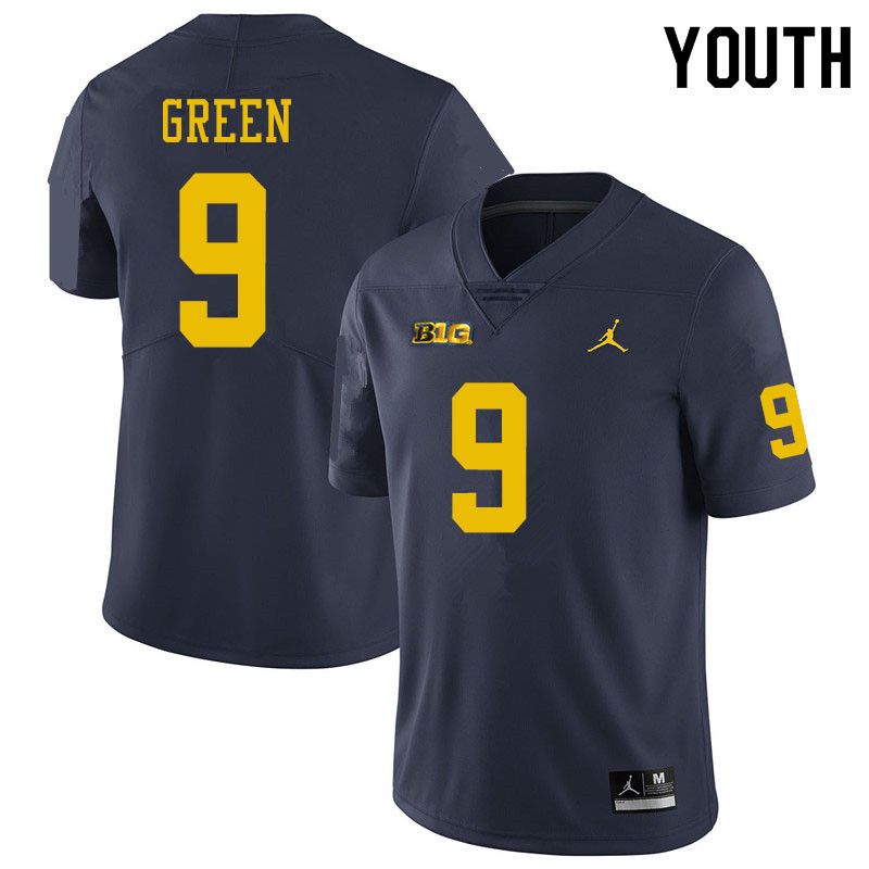 Youth #9 Gemon Green Michigan Wolverines College Football Jerseys Sale-Navy